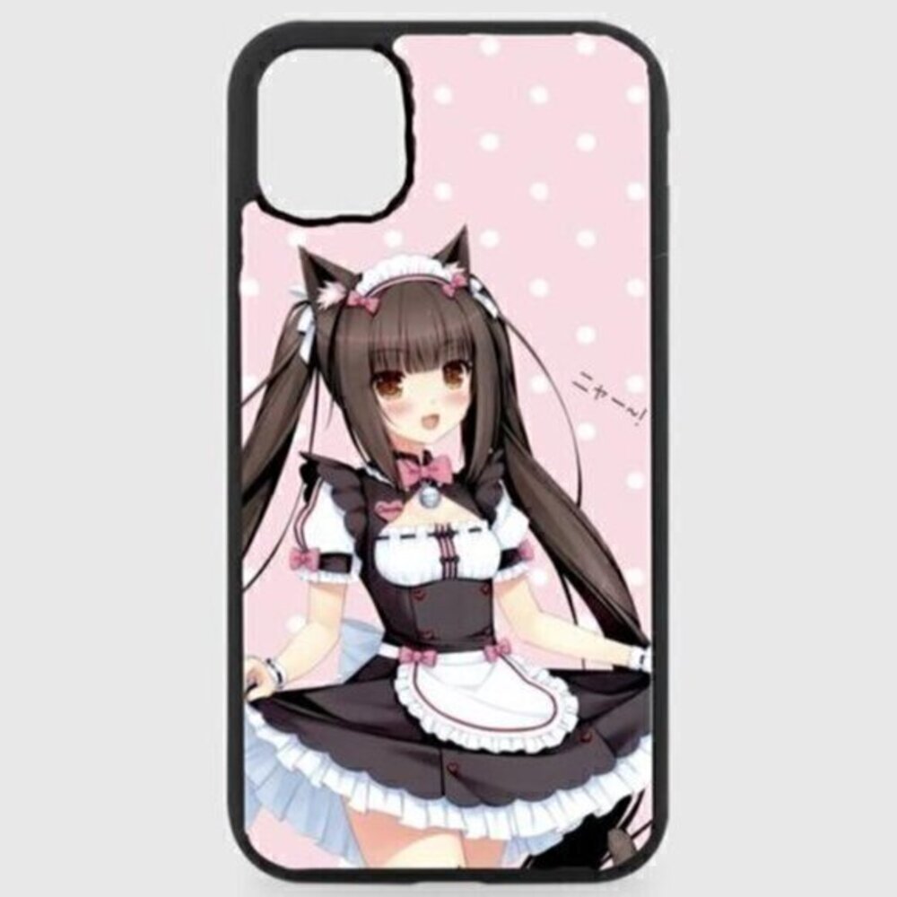 Pink polkadot made Neko phone case